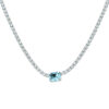 Festive Necklace metallic silver with rectangle and aqua cz and white crystals