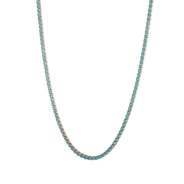 Candy Necklace metallic rose gold with turquoise opaque crystals