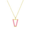 Eden Necklace metallic gold plated with pink enamel and white zircon
