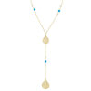 Luminous Necklace metallic gold plated filigree with turquoise stones and pearls