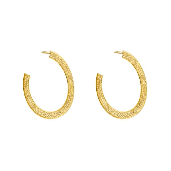 Luminous Earrings metallic gold plated filigree hoops