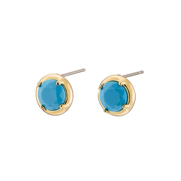Glam Earrings metallic gold plated with turquoise zircon 0.4 cm